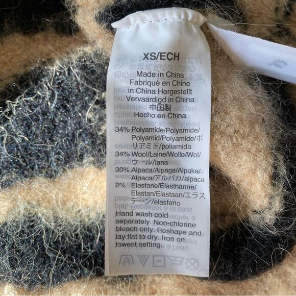 Madewell Wool Alpaca Shrunken Pullover Sweater in Tiger Stripe Sz XS Cropped - Picture 7 of 11